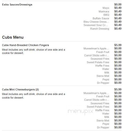 Grizzly's Grill N' Saloon - Willmar, MN menu_pic