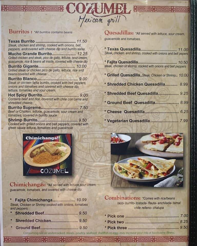 Cozumel - Loxley, AL menu_pic