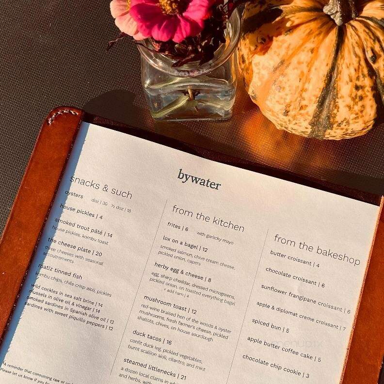 Bywater - Warren, RI menu_pic