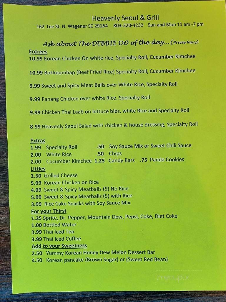 Heavenly Seoul & Grill - Wagener, SC menu_pic