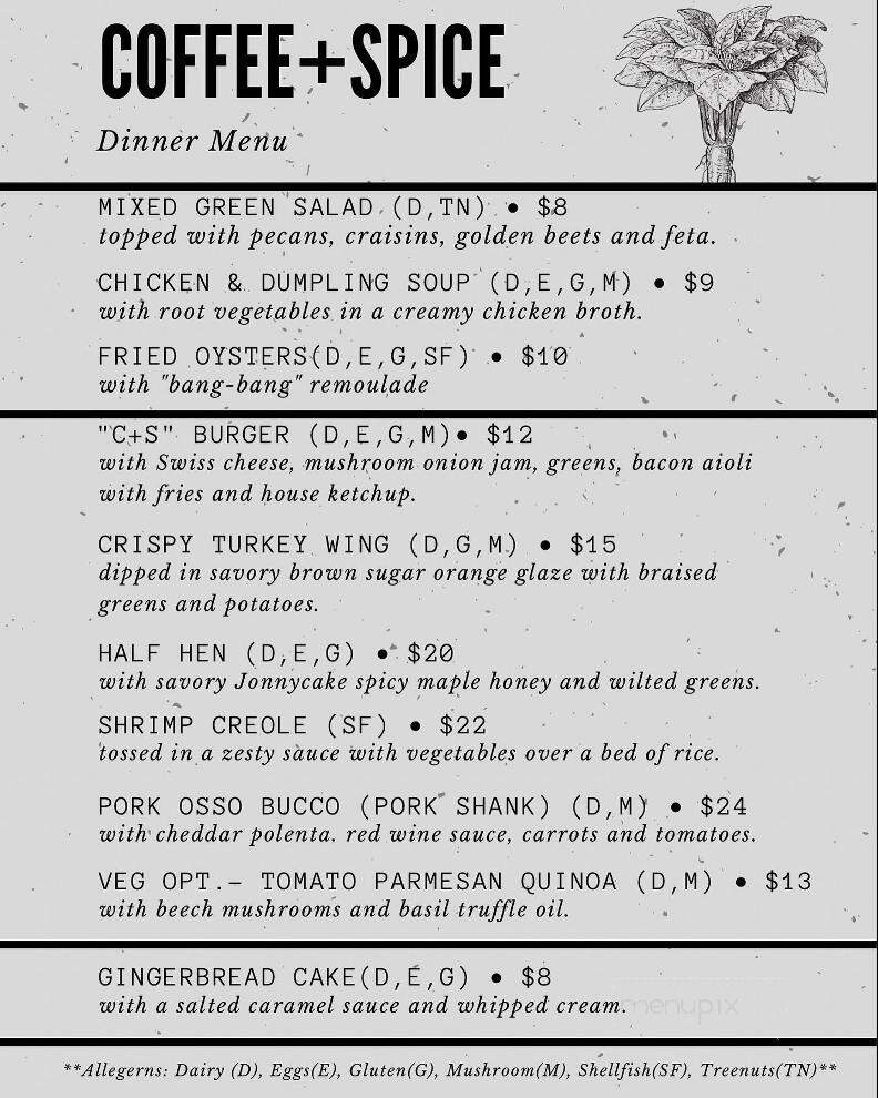 Coffee + Spice - Greenville, NC menu_pic