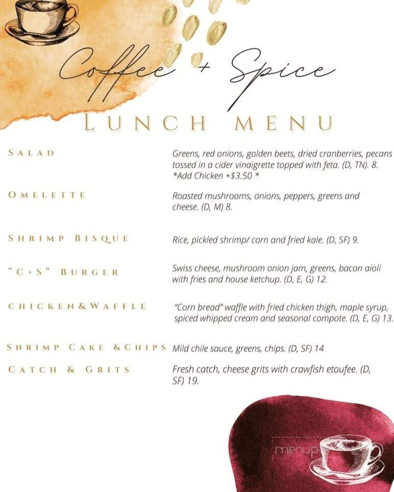 Coffee + Spice - Greenville, NC menu_pic