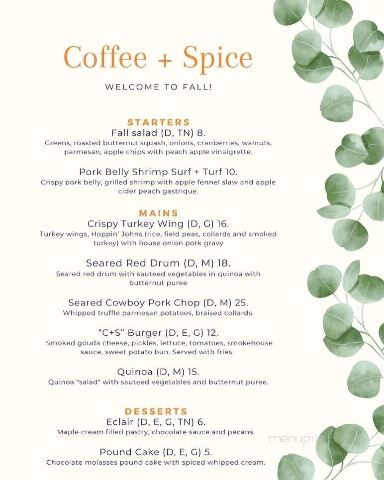 Coffee + Spice - Greenville, NC menu_pic