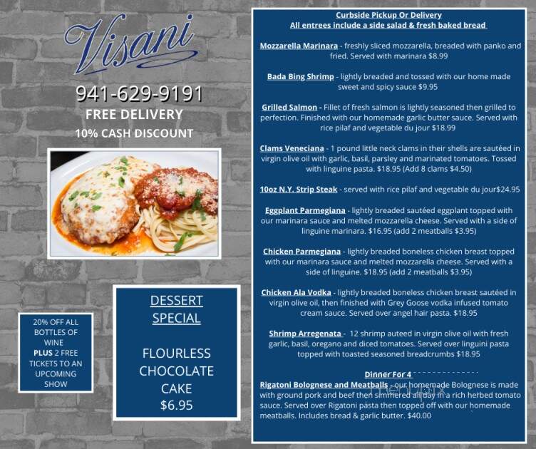 Visani Comedy Theater - Port Charlotte, FL menu_pic