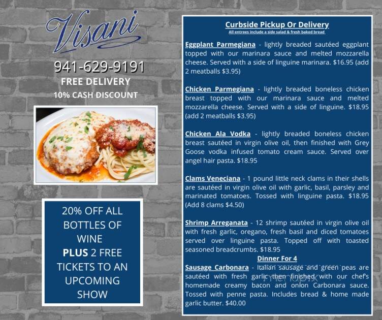 Visani Comedy Theater - Port Charlotte, FL menu_pic