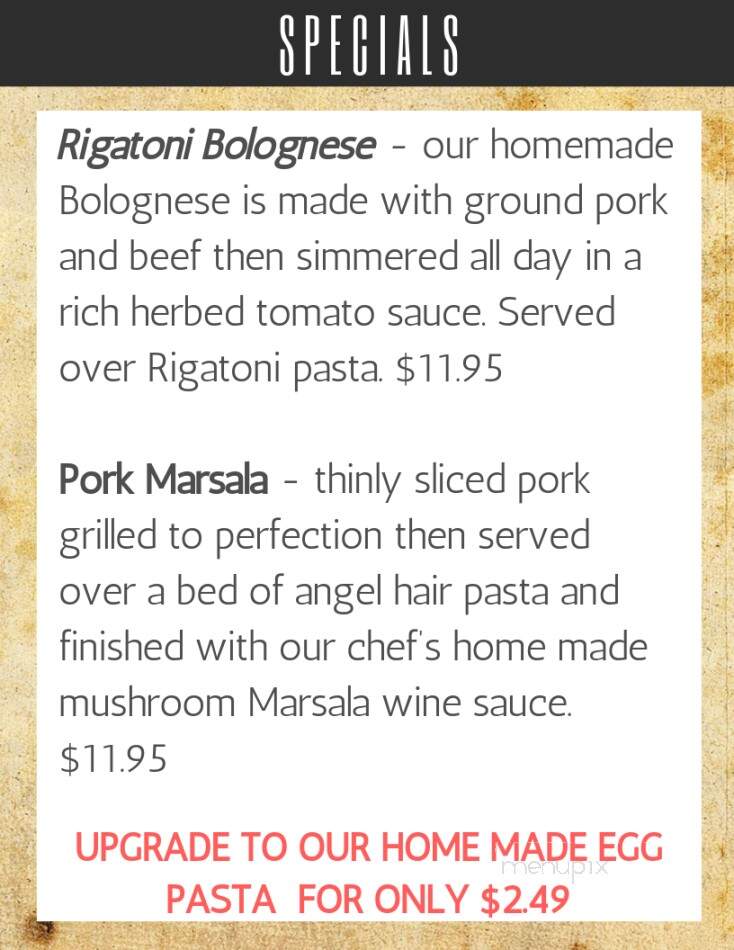 Visani Comedy Theater - Port Charlotte, FL menu_pic