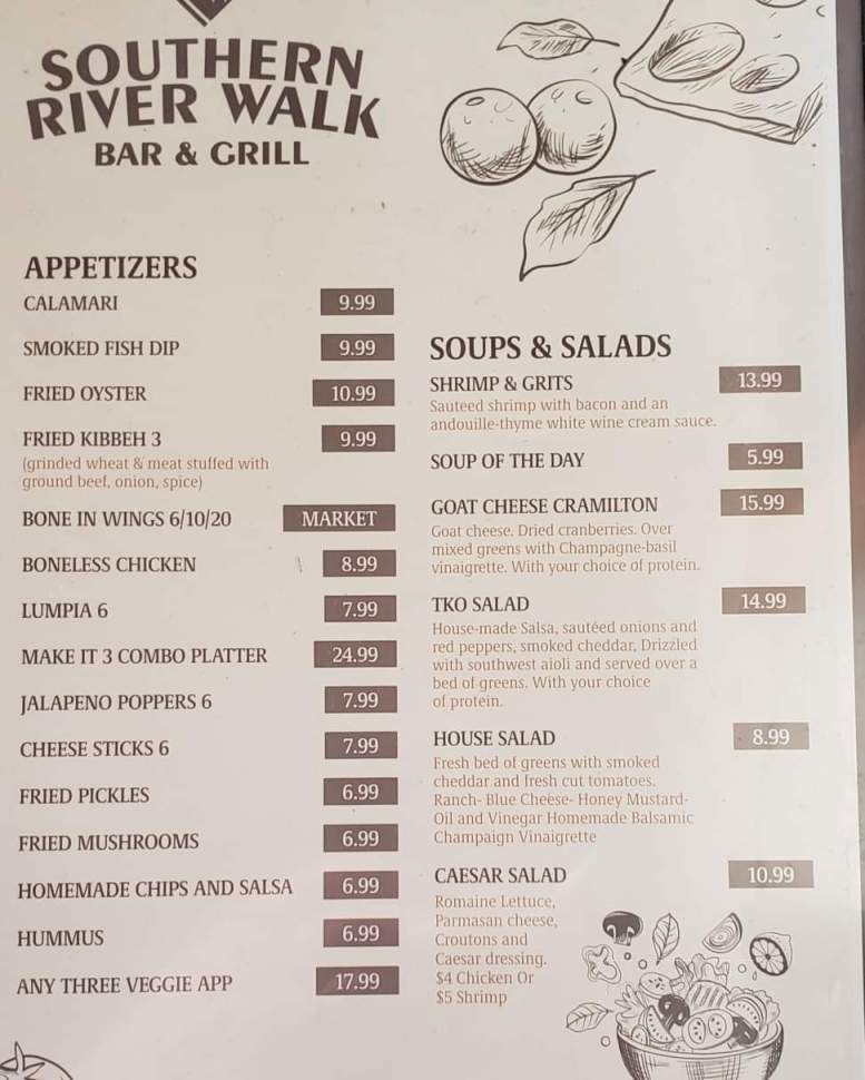 Southern River Walk Bar&Grill - St. Marys, GA menu_pic