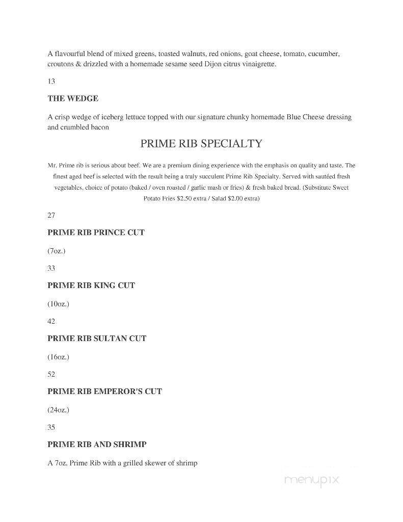 Mr. Prime Rib - Greater Sudbury, ON menu_pic