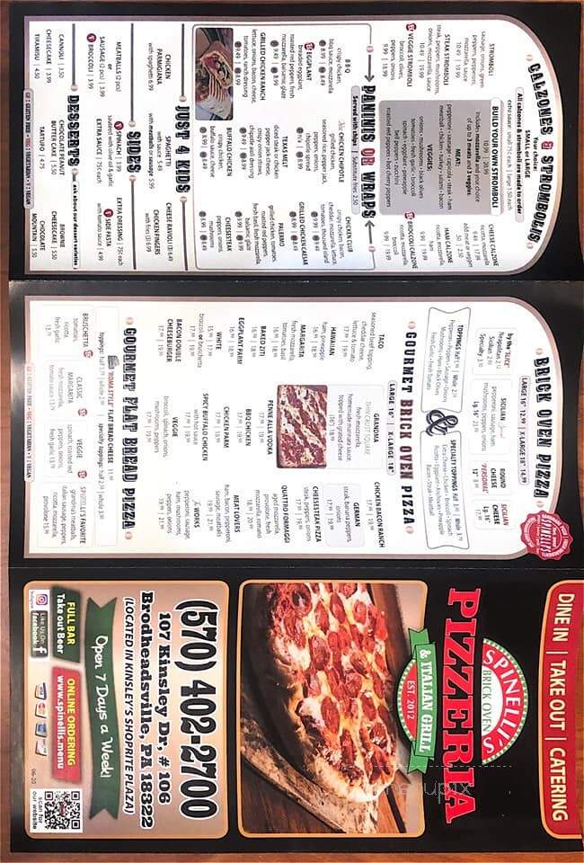 Spinelli's Brick Oven Pizzeria & Italian Grill - Brodheadsville, PA menu_pic