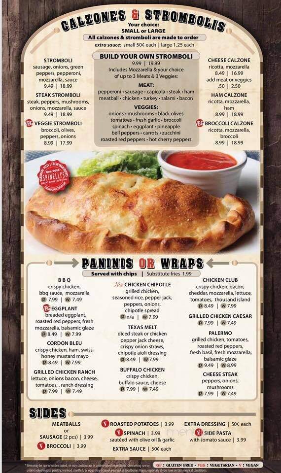 Spinelli's Brick Oven Pizzeria & Italian Grill - Brodheadsville, PA menu_pic