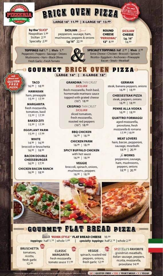Spinelli's Brick Oven Pizzeria & Italian Grill - Brodheadsville, PA menu_pic