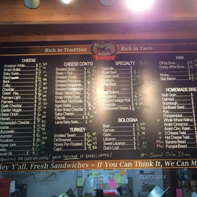 Troyer's Country Amish Blatz - Fairview, NC menu_pic