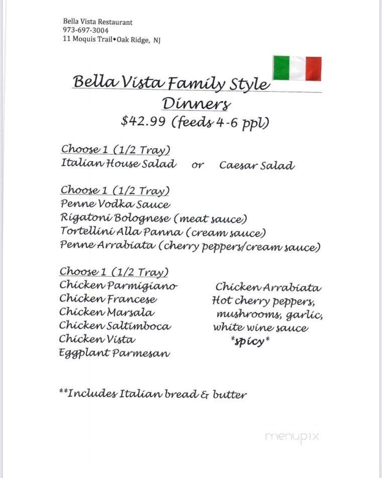 Bella Vista Ristorante - Oak Ridge, NJ menu_pic