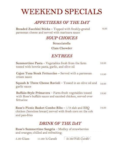 Rose's Restaurant - Canton, MI menu_pic