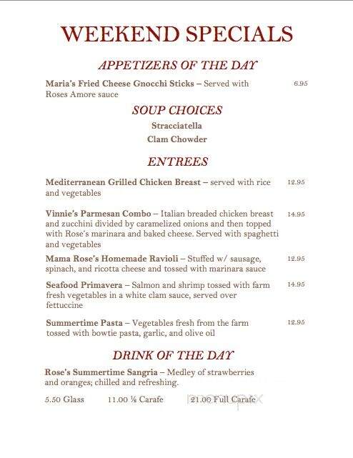 Rose's Restaurant - Canton, MI menu_pic