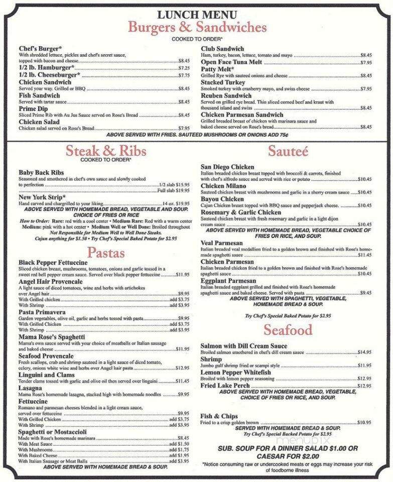 Rose's Restaurant - Canton, MI menu_pic
