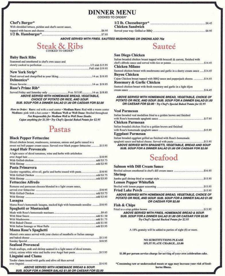 Rose's Restaurant - Canton, MI menu_pic