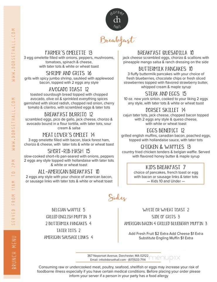 Dorset Hall - Dorchester, MA menu_pic
