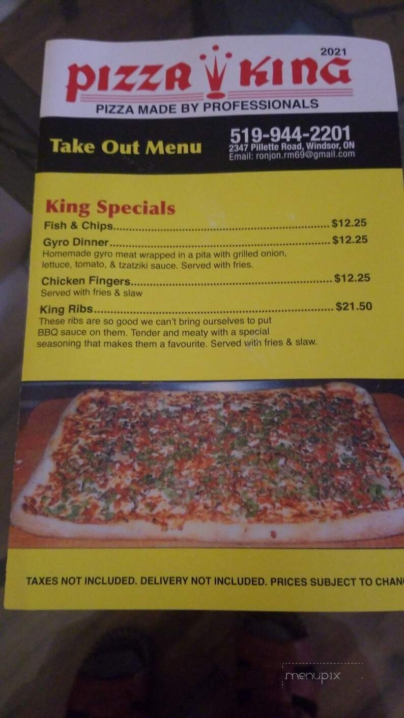Pizza King Restaurant - Windsor, ON menu_pic