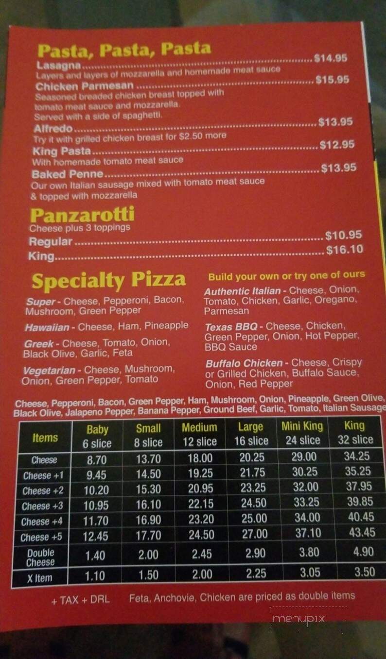 Pizza King Restaurant - Windsor, ON menu_pic