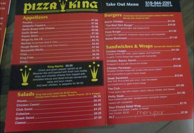 Pizza King Restaurant - Windsor, ON menu_pic