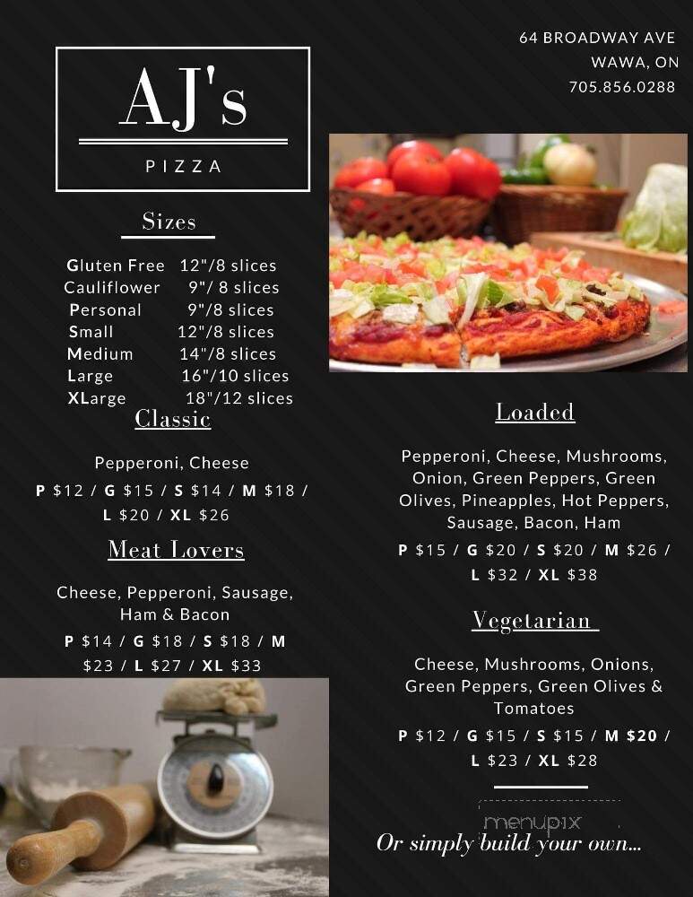 AJ's Pizza - Wawa, ON menu_pic