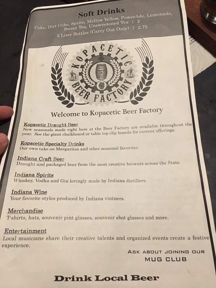 Kopacetic Beer Factory - Monticello, IN menu_pic