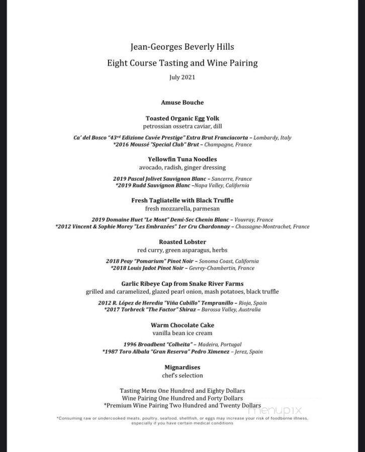 Jean-Georges Beverly Hills - Beverly Hills, CA menu_pic