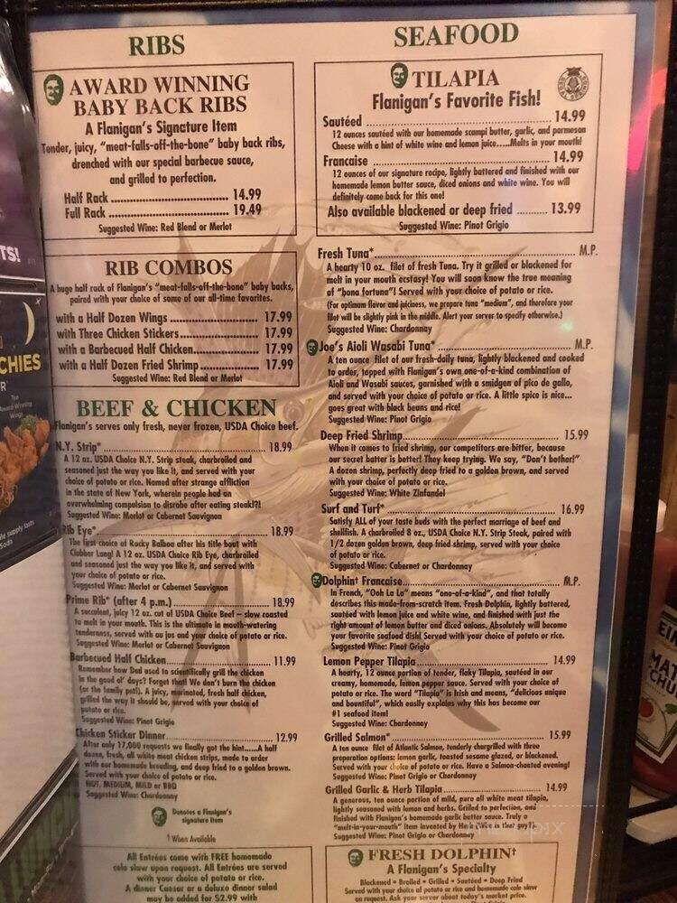 Flanigan's Piranha Pat's - Pompano Beach, FL menu_pic