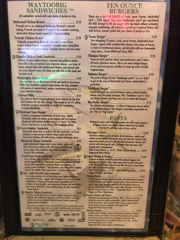 Flanigan's Piranha Pat's - Pompano Beach, FL menu_pic