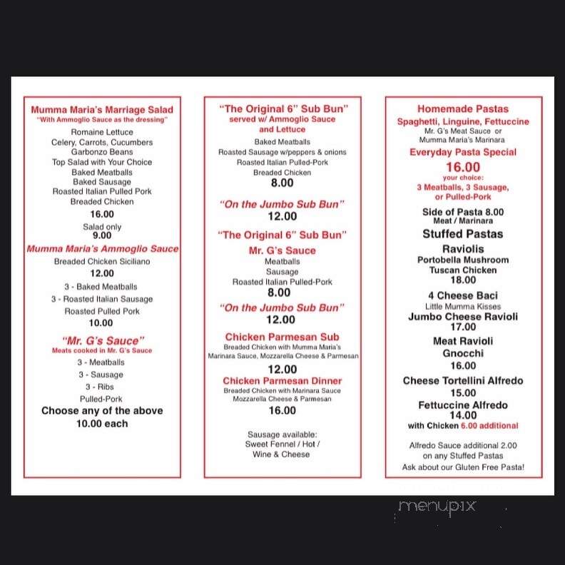 Mumma Maria's House - Detroit, MI menu_pic