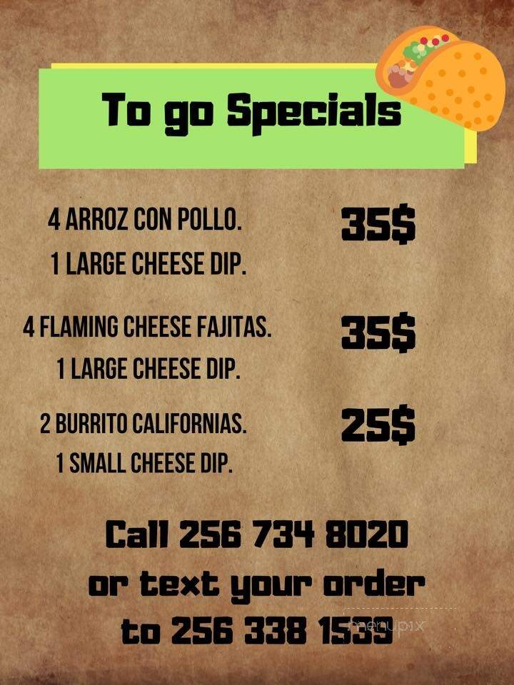 Alamitos Mexican Restaurant - Cullman, AL menu_pic