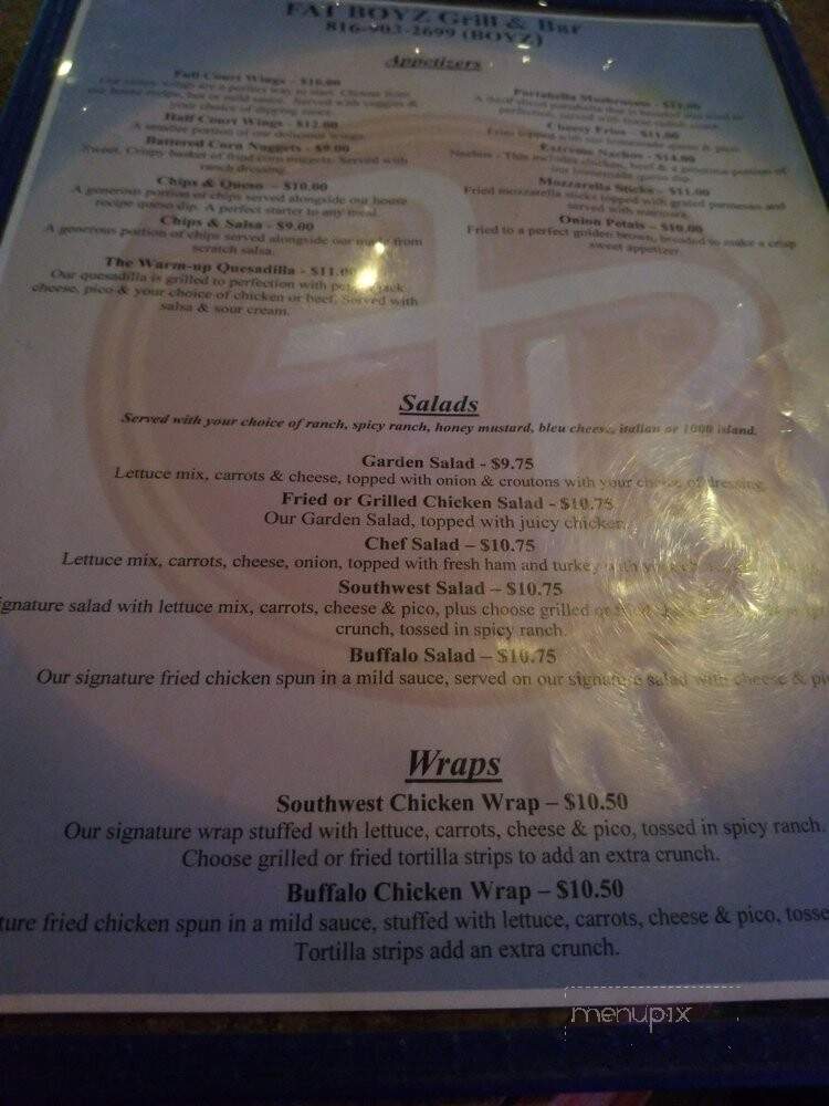 Fat Boyz Grill and Bar - Kearney, MO menu_pic