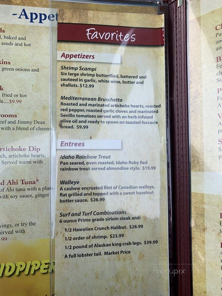 Sandpiper Restaurant - Idaho Falls, ID menu_pic