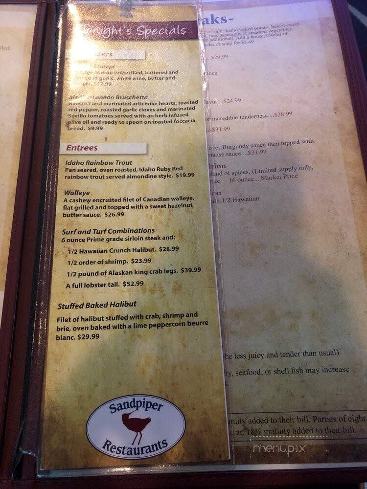 Sandpiper Restaurant - Idaho Falls, ID menu_pic