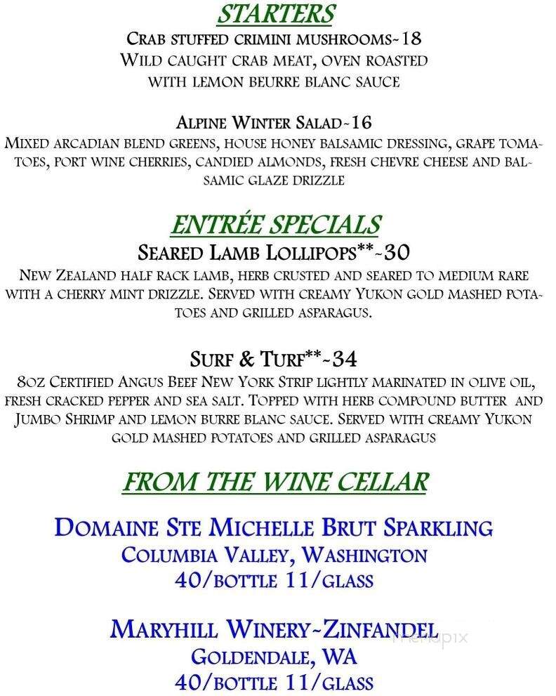 Snorting Elk - Crystal Mountain, WA menu_pic