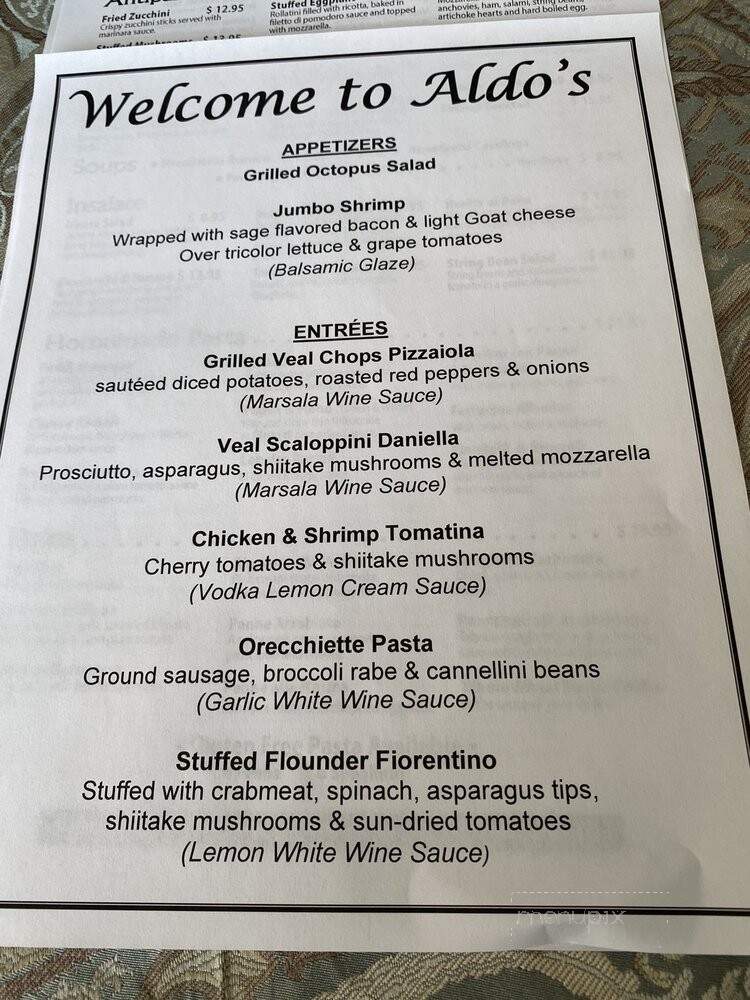 Aldo's Italian Restaurant - Wyckoff, NJ menu_pic