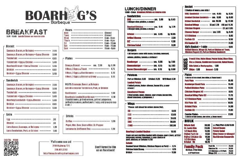 Boarhogs BBQ - Huntsville, AL menu_pic