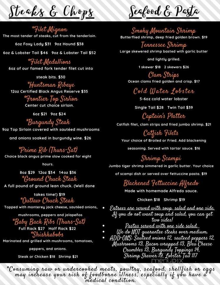 Fox & Hound Supper Club - Newport, TN menu_pic