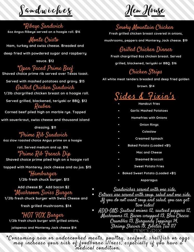 Fox & Hound Supper Club - Newport, TN menu_pic
