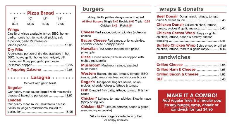 Roger's Drive-In Restaurant - Rimbey, AB menu_pic