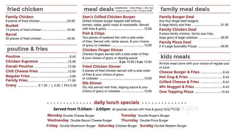 Roger's Drive-In Restaurant - Rimbey, AB menu_pic
