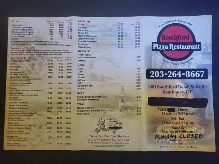 Southford Pizza & Restaurant - Southbury, CT