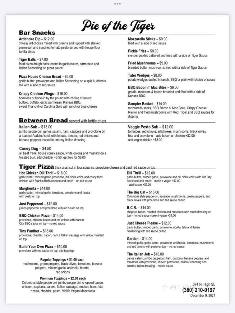 Short North Tavern - Columbus, OH menu_pic