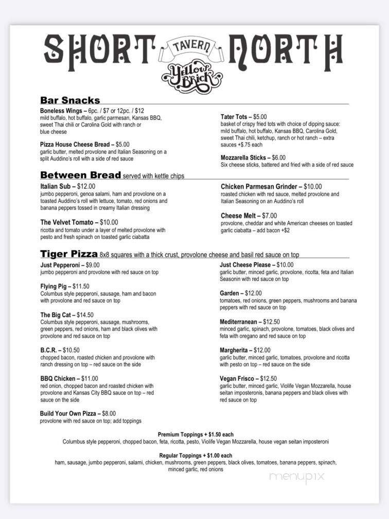 Short North Tavern - Columbus, OH menu_pic