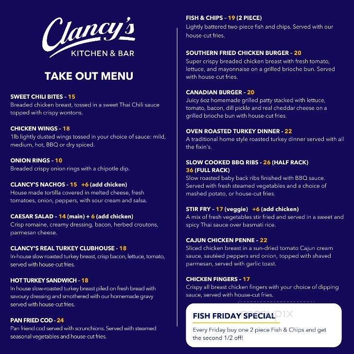 Clancy's Restaurant - Saint John's, NL menu_pic