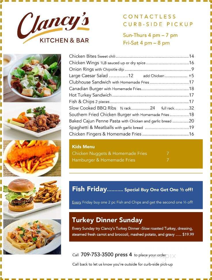 Clancy's Restaurant - Saint John's, NL menu_pic