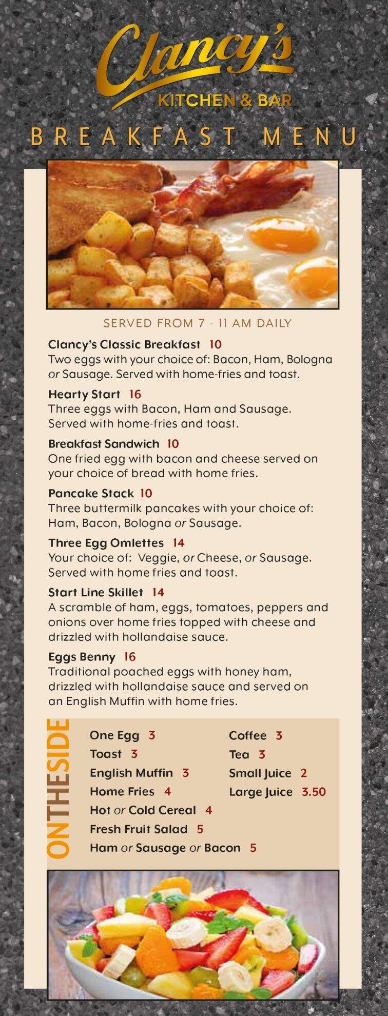 Clancy's Restaurant - Saint John's, NL menu_pic