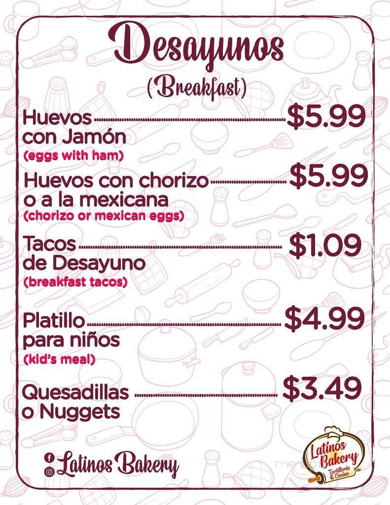 Latinos Bakery - Garland, TX menu_pic