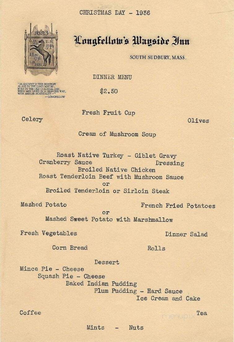 Wayside Inn - Sudbury, MA menu_pic